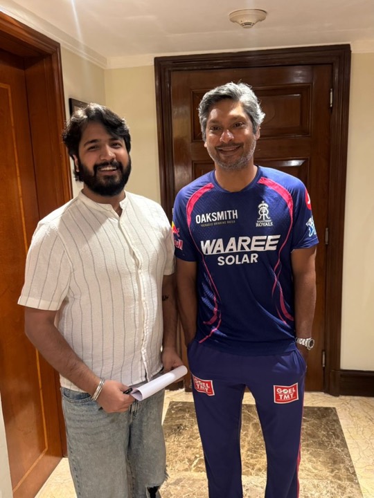 Noor Anand with Kumar Sangakkara